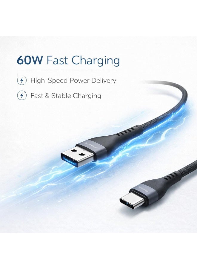 تشابي لاين  كابل تشابلاين USB-A إلى USB-C، شحن سريع 60 واط، طول 1200 مم، أسود، معدن وسيليكا جل، CA1 - Image 2